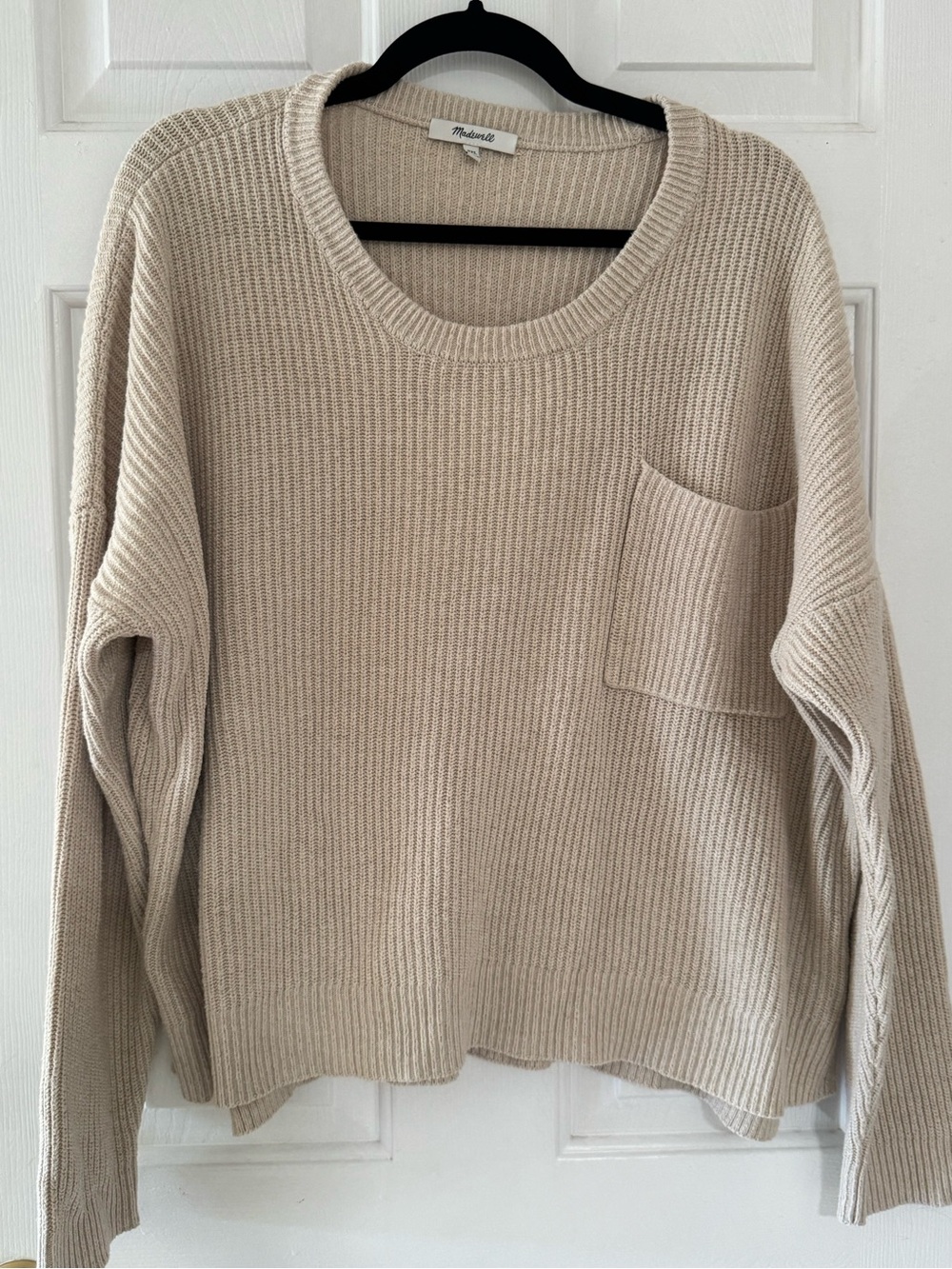 Madewell Beige Textured Knit Sweater XXL Oversized Pocket Pullover